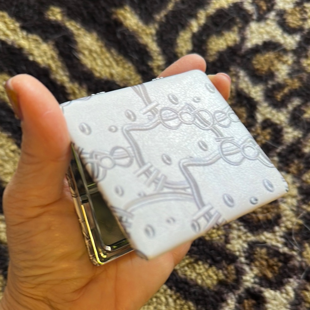 Metal Silver Hello Kitty Compact Mirror with Pleather Wrapping